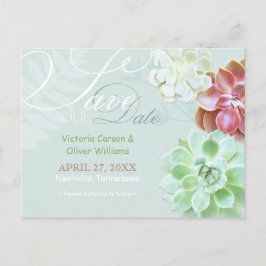 Cartão Postal De Anúncio Lindo Cacto Suculento para Casamento Salvar a Data