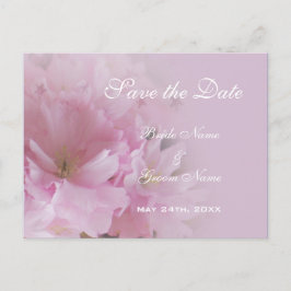 Cartão Postal De Anúncio Lindo save the date de casamento de flor de cereje