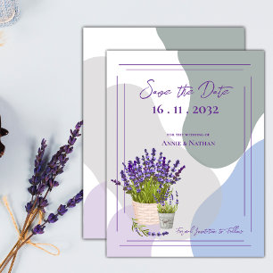 Cartão Postal De Anúncio Lindo Tema Floral Lavanda para Casamento