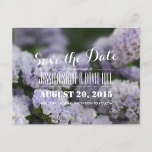 Cartão Postal De Anúncio Lindos Flores Violeta Casamento Salvar a Data