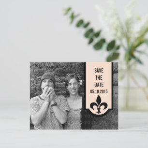 Cartão Postal De Anúncio Linen Fleur De Lis Banner Save the Date Cartão Pos
