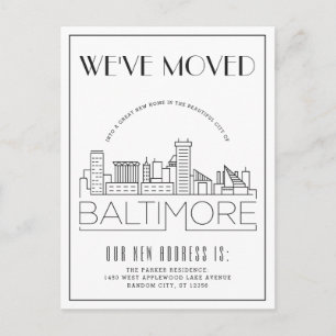 Cartão Postal De Anúncio Linha do Horizonte de Baltimore Moderno Deco Mudan