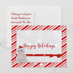 Cartão Postal De Anúncio Listras de Bastão de Doce com Urso Polar