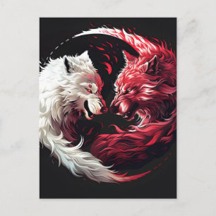 Cartão Postal De Anúncio Lobo Espiritual Animal Fantasia Sombra Luz