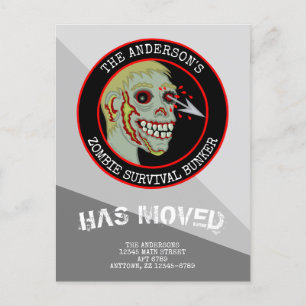 Cartão Postal De Anúncio Logotipo Vermelho Preto Zumbi Divertido Novo Ender