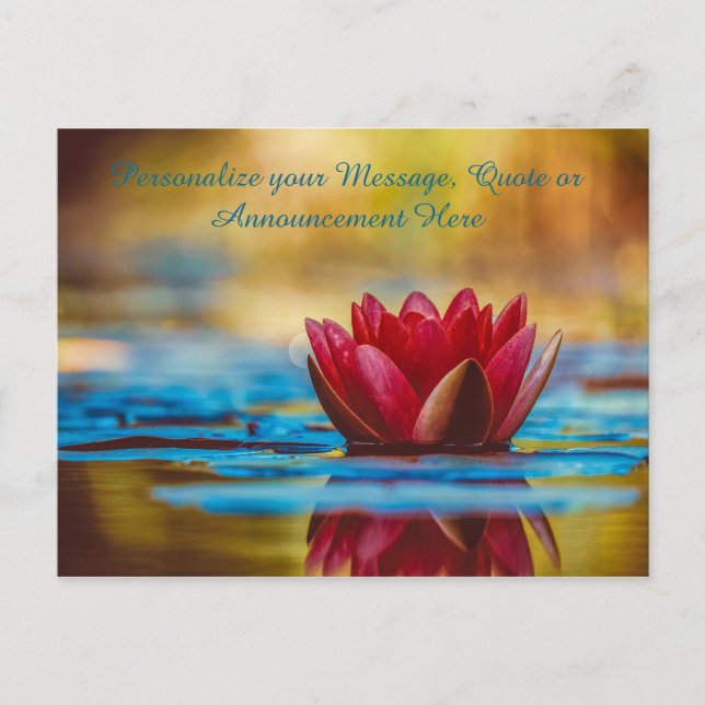 Cartão Postal De Anúncio Lotus Flower in Water Personalize Message, Cotação (Frente)