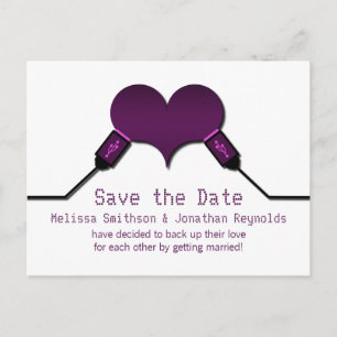 Cartão Postal De Anúncio Love Connection USB Save the Date Postcard, Purple