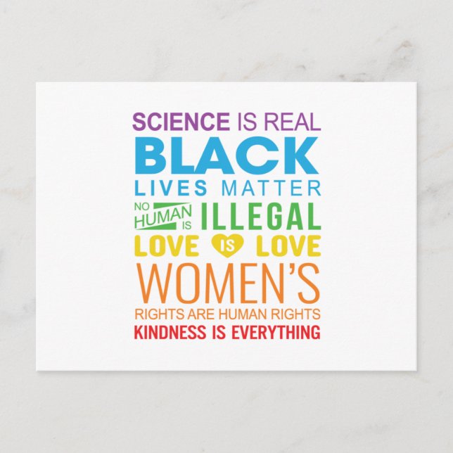 Cartão Postal De Anúncio Love Is Love Kindness Is Eveything LGBT Gay Trans. (Frente)