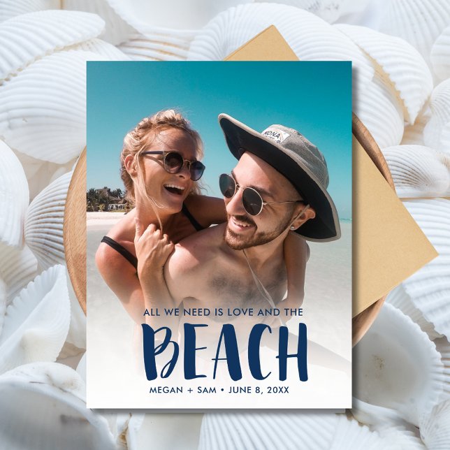 Cartão Postal De Anúncio Love Photo Beach Wedding Save the Date (Love Photo Beach Wedding Save the Date Postcard)