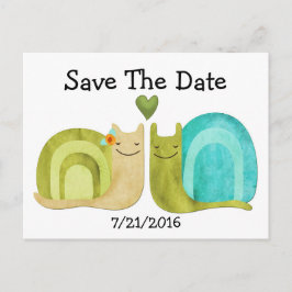 Cartão Postal De Anúncio Loving Snails Casamento Salve o Cartão-Postal