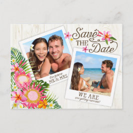 Cartão Postal De Anúncio Luau Havaiano Rústico Praia Salve a Data