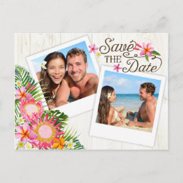 Cartão Postal De Anúncio Luau Hawaiian Rustic Beach Salve a data