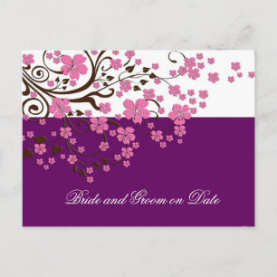 Cartão Postal De Anúncio Luxury Floral Cherry Blossom Roxo Cartão de data S