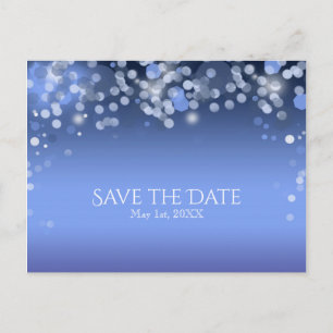Cartão Postal De Anúncio Luzes Azuis Invernais Casamento de Inverno Salvar 