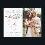 Cartão Postal De Anúncio Luzes da Floresta Rustic Watercolor Salvem a Data<br><div class="desc">Luzes da Floresta Rustic Watercolor Salvem a Data - nosso cartão postal Salvar a Data mostra sua bela foto com galhos de caligrafia e floresta adornados com luzes e flores. Salvar o cartão postal Data faz parte de uma coleção.</div>