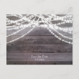 Cartão Postal De Anúncio Luzes de corda brancas & Madeira Rústica Salve a D