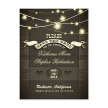 luzes de corda-burlap rustic salvam a data