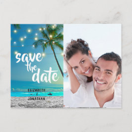 Cartão Postal De Anúncio Luzes de Corda de Foto Praia Tropical Salve o Cart