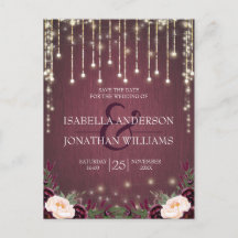 Luzes de Corda de Madeira Rustic Burgundy Salvem a