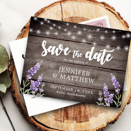 Cartão Postal De Anúncio Luzes de Corda Rústicas Flores Casamento Salvar a