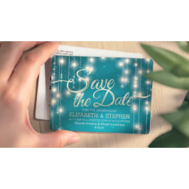 Cartão Postal De Anúncio Luzes de Corda Turquesa com Letreiro Dourado Salve