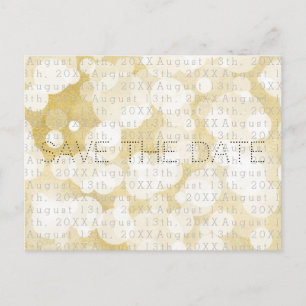 Cartão Postal De Anúncio Luzes Douradas Glam Moderno Save the Date