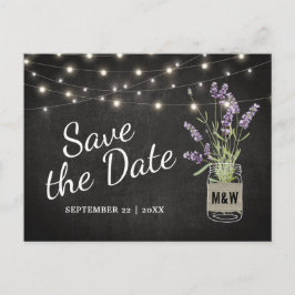 Cartão Postal De Anúncio Luzes Rústicas de Lavanda em Pote de Vidro Save th