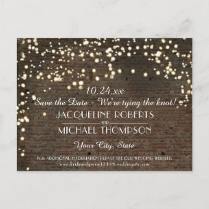 Cartão Postal De Anúncio Luzes urbanas da corda do tijolo do armazém