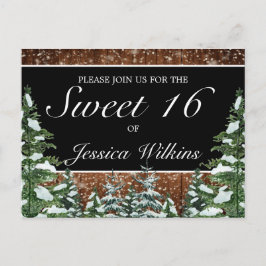 Cartão Postal De Anúncio Madeira Neve Negra e Pinheiro Florestal Doce 16