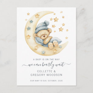 Cartão Postal De Anúncio Mal Podemos Esperar Urso de Pelúcia na Lua Gravide