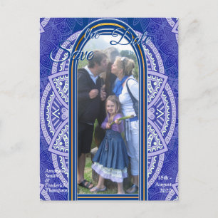 Cartão Postal De Anúncio Mandala's em Azul Holandês misto