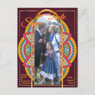 Cartão Postal De Anúncio Mandalas em fundo Maroon