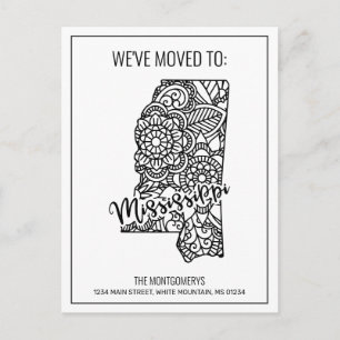 Cartão Postal De Anúncio Mandalas Florais Mudança no Estado do Mississippi