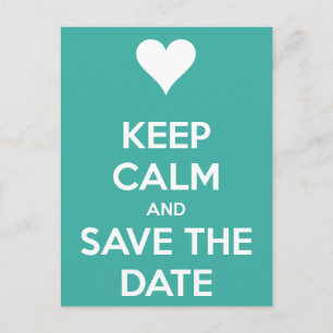 Cartão Postal De Anúncio Mantenha a calma e salve a data azul