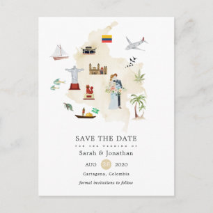 Cartão Postal De Anúncio Mapa de Aquarela de Casamento em Columbia