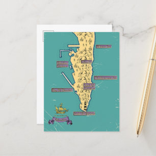 Cartão Postal De Anúncio Mapa de viagem ilustrado de Gibraltar
