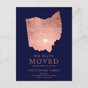 Cartão Postal De Anúncio mapa do estado de Ohio rosa dourado marinho mudanç