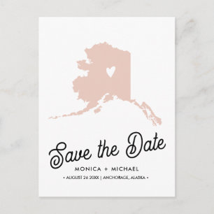 Cartão Postal De Anúncio Mapa do Estado do Alasca - Casamento de Destino -
