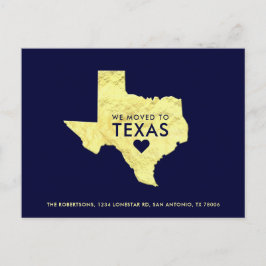Cartão Postal De Anúncio Mapa Dourado Metálico do Texas Azul Marinho Novo E