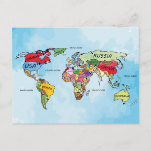 Cartão Postal De Anúncio Mapa Mundial