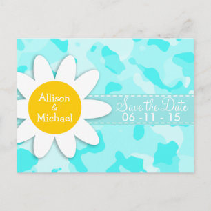 Cartão Postal De Anúncio Margarida em Celeste Camo; Camouflage