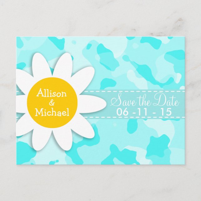 Cartão Postal De Anúncio Margarida em Celeste Camo; Camouflage (Frente)