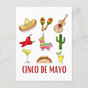 Cartão Postal De Anúncio Margarita e Laço Coquette Cinco De Mayo 