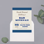 Cartão Postal De Anúncio Marinho Azul e Bar Prateado Mitzvah Salvar a Data<br><div class="desc">Estes cartões postais casuais Salvem a data são a forma perfeita de anunciar o seu evento! Personalize o texto para dizer exatamente o que você quer.</div>