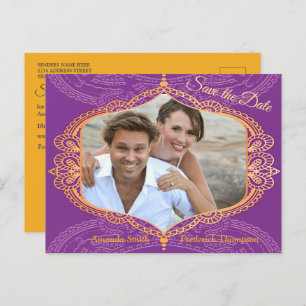 Cartão Postal De Anúncio Marinho Azul e/ou Violeta com Dourado Mandalas Ann