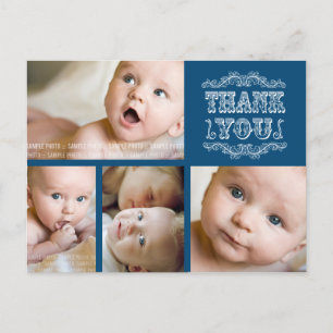 Cartão Postal De Anúncio Marinho Blue Baby Boy Obrigado Cartão de Posto Fot