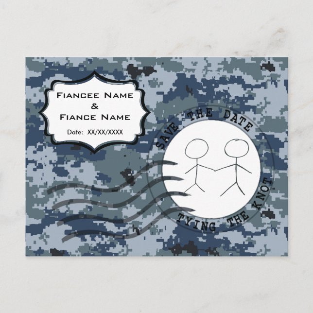 Cartão Postal De Anúncio MARINHO USN Salvar data e Casal (Frente)