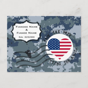 Cartão Postal De Anúncio MARINHO USN Salve a Data e o Coração Americano