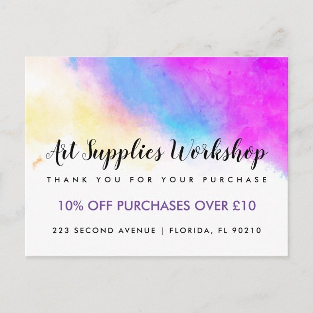 Cartão Postal De Anúncio Marketing de cupão de empresa novo endereço (Frente)