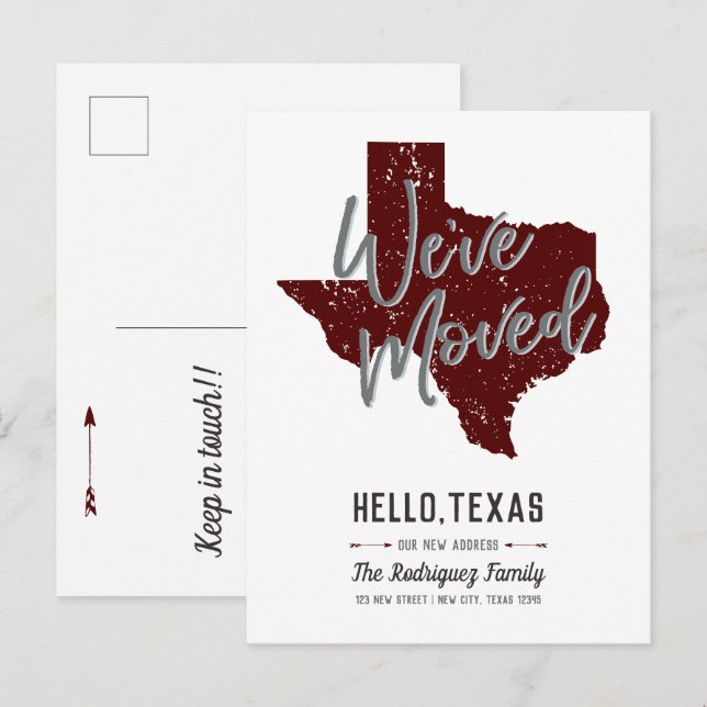Cartão Postal De Anúncio Maroon Nós Mudamos - Texas (Frente/Verso)
